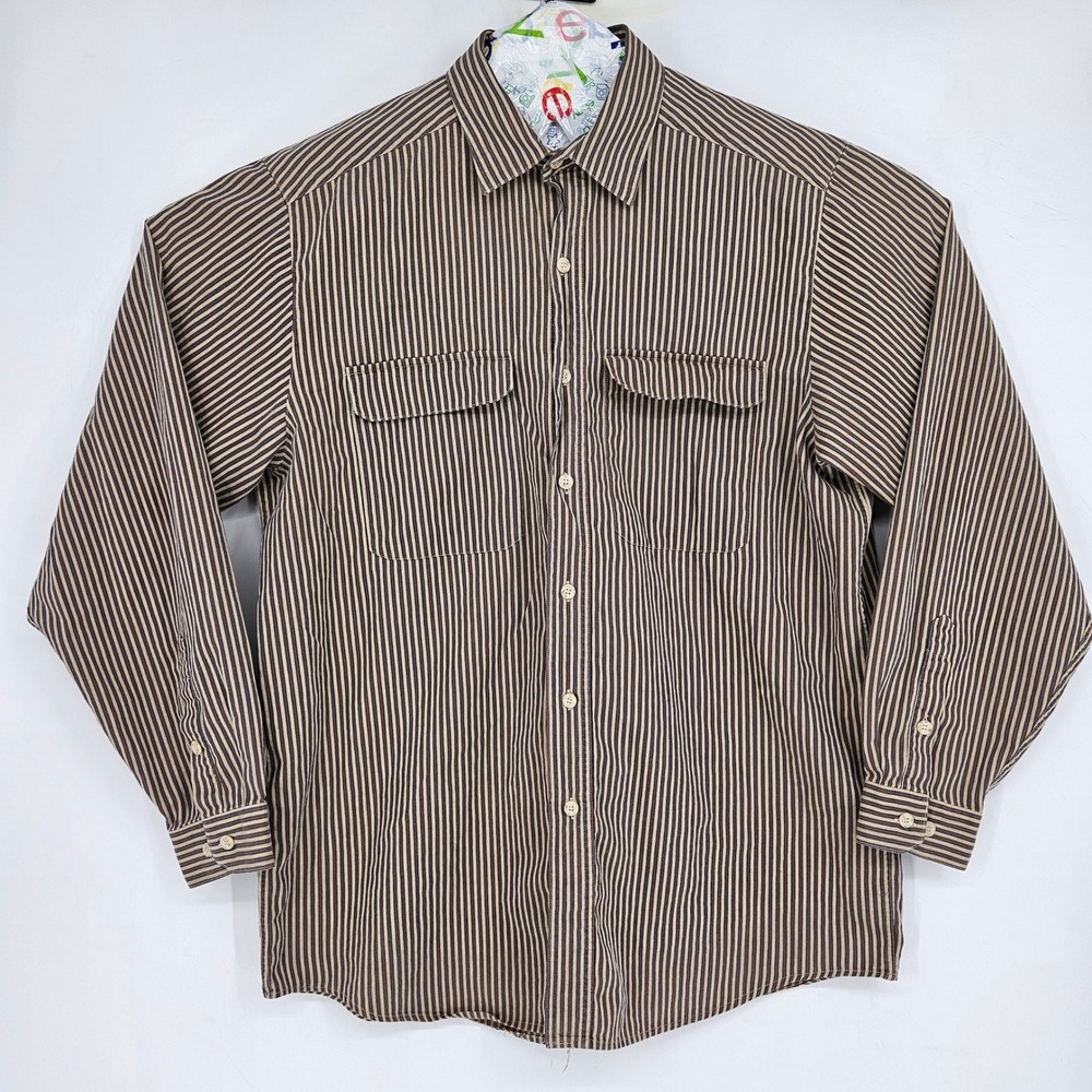 Banana Republic Shirt Mens Large Mill Valley Safari Striped Long Sleeve Vintage